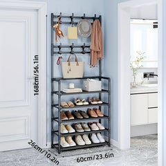 Shoe Cap Holder Multifunctional Storage Rack Coat Hooks Organizer