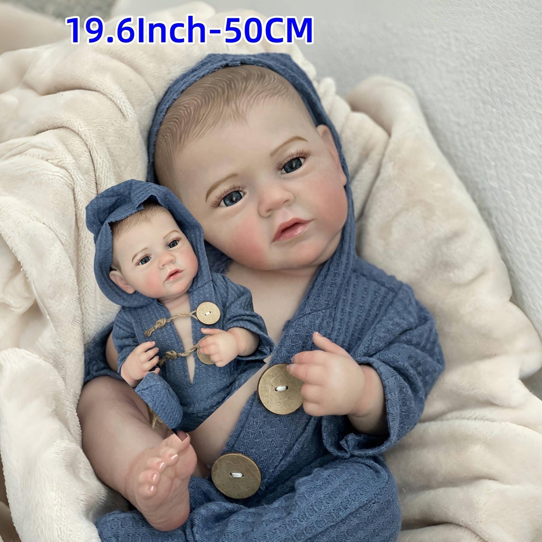 Realistic Baby Boy Reborn Doll with Open Eyes 3D Painted Hair & Full Body Vinyl