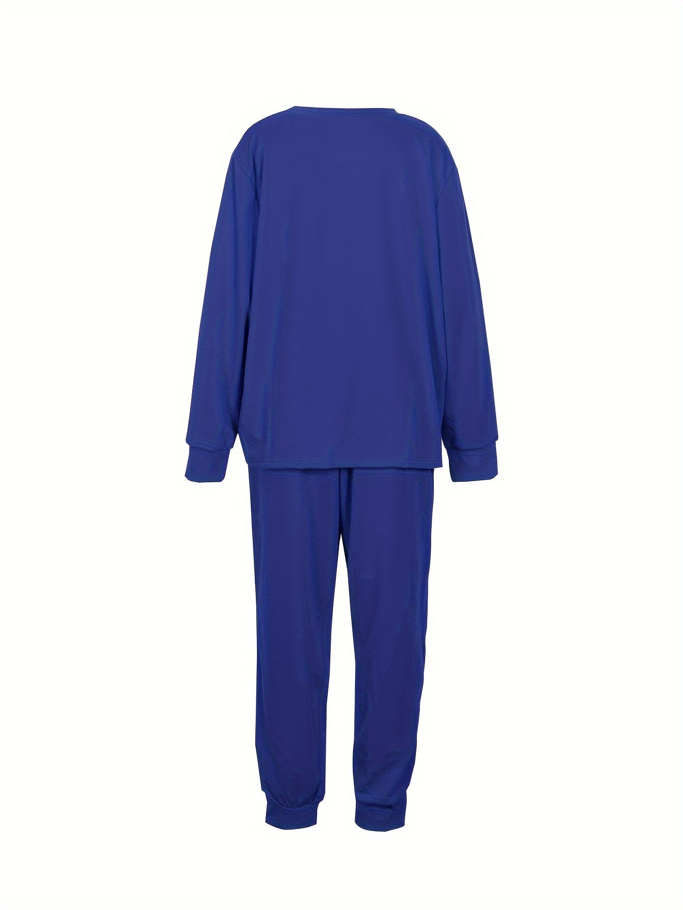 Women's Plus Heart Print Long Sleeve Top & Joggers Outfit Set