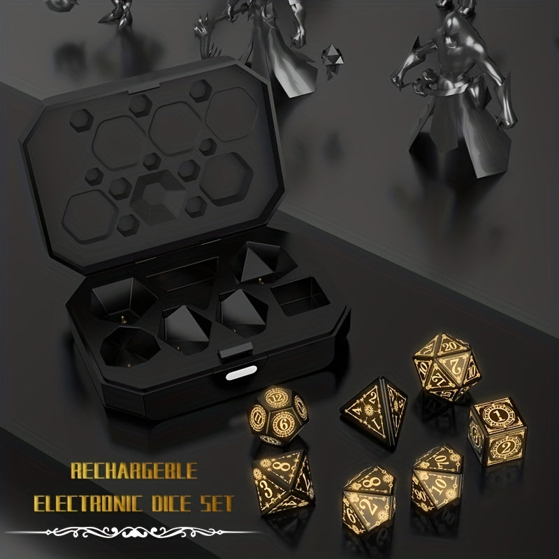7 Pc Rechargeable LED Dice Set - Add Warm Breathing Light To Your Board Games