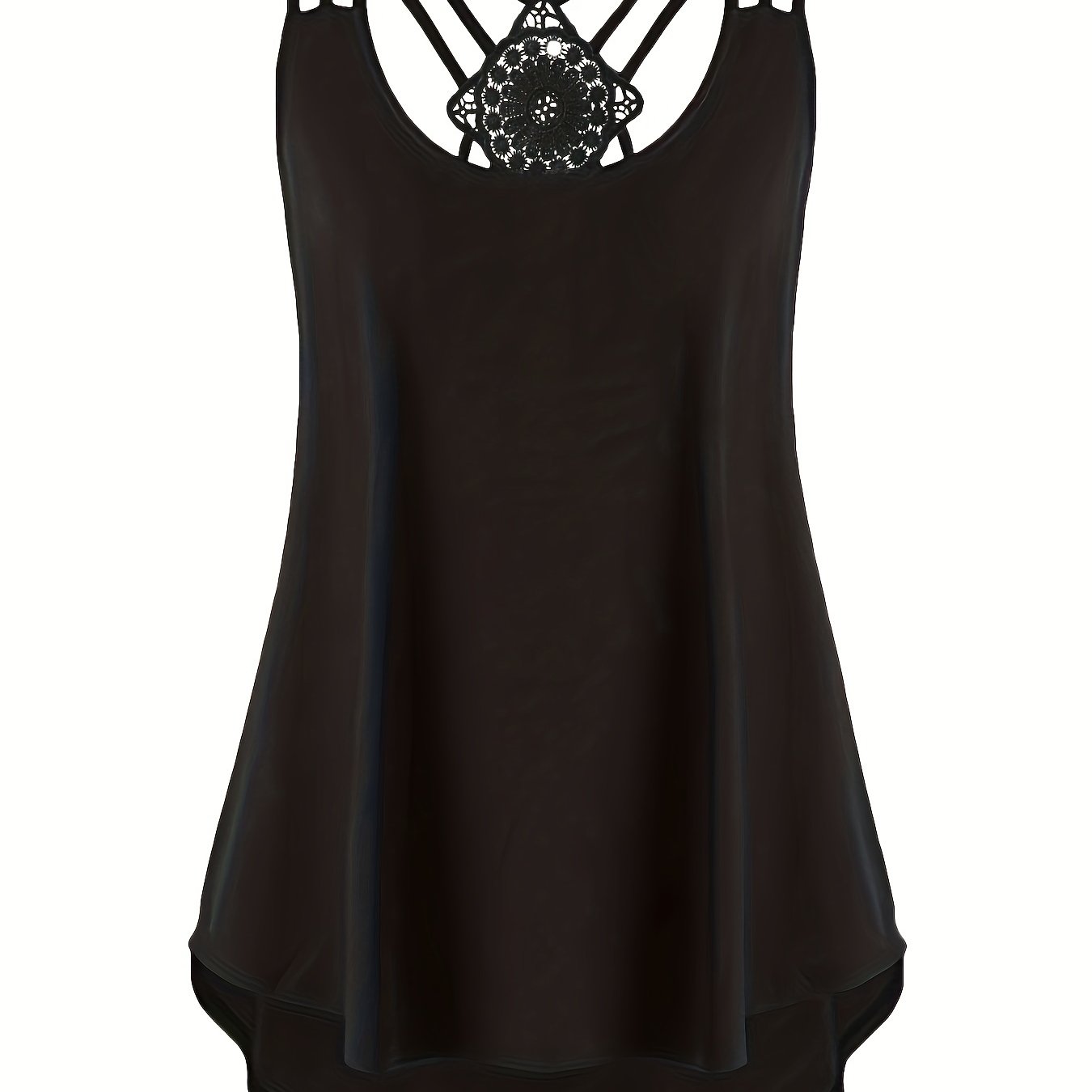  Lace Criss Cross Cami Top Women's Plus Casual Top