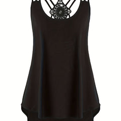  Lace Criss Cross Cami Top Women's Plus Casual Top