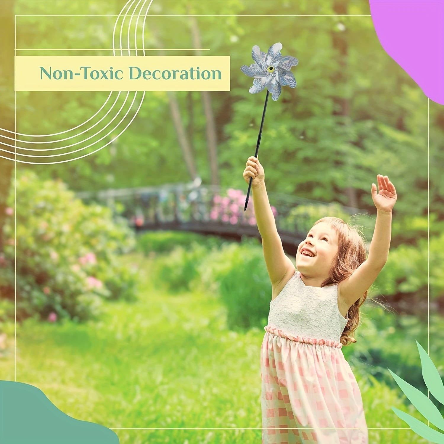 Yellow Holographic Pinwheels for Humane Bird Repellent