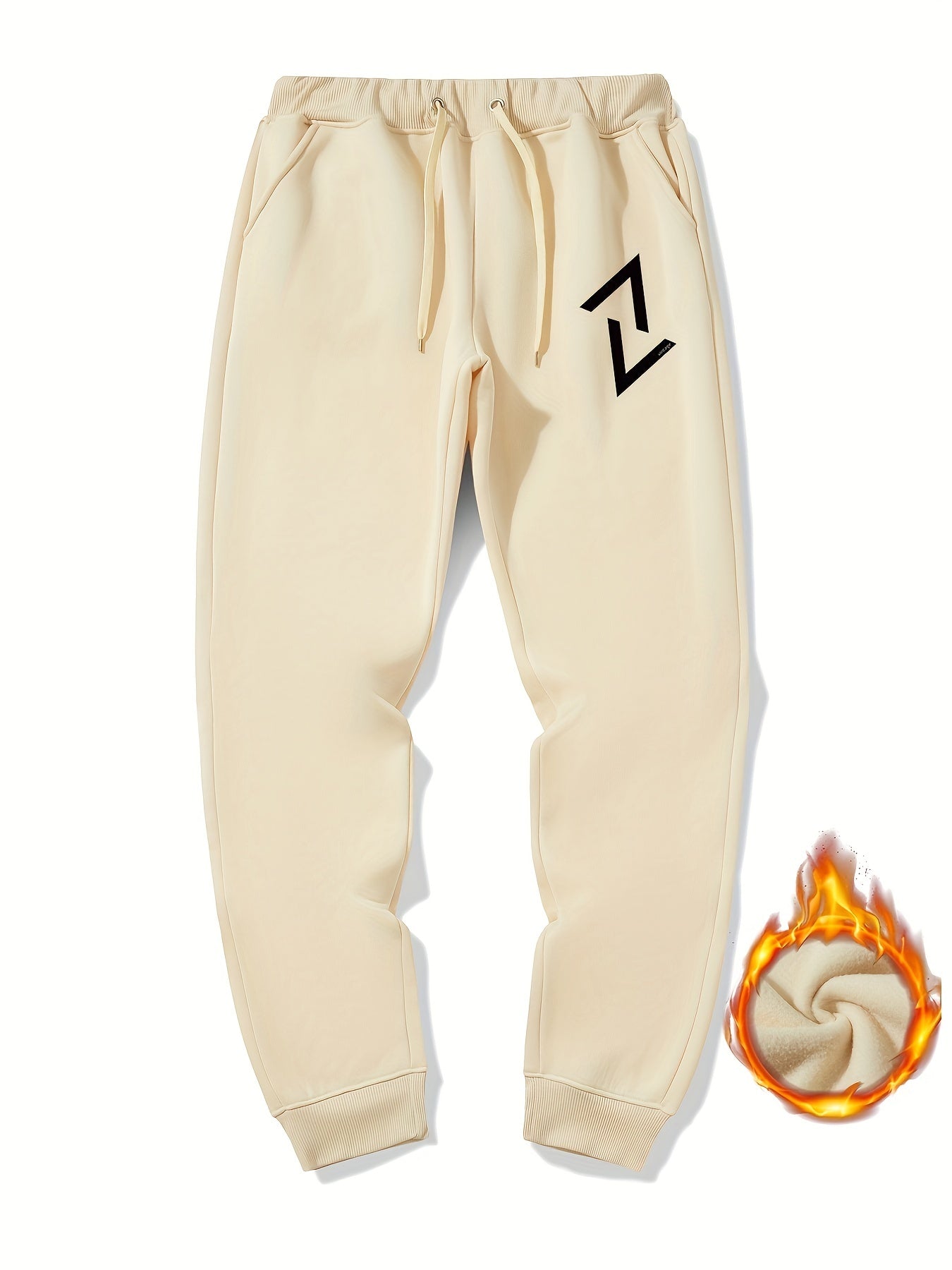 Men's Geometry Print Fleece Sweatpants Drawstring Jogger Pants
