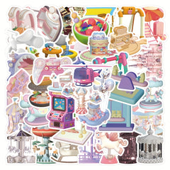 52pcs Pastel Playground Theme Stickers for Bikes & Gear