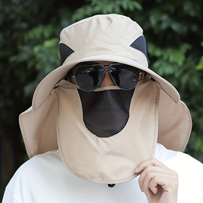 Sun Visor Solid Sun Hat Cap Neck Guard Breathable Anti-UV Outdoor Cap