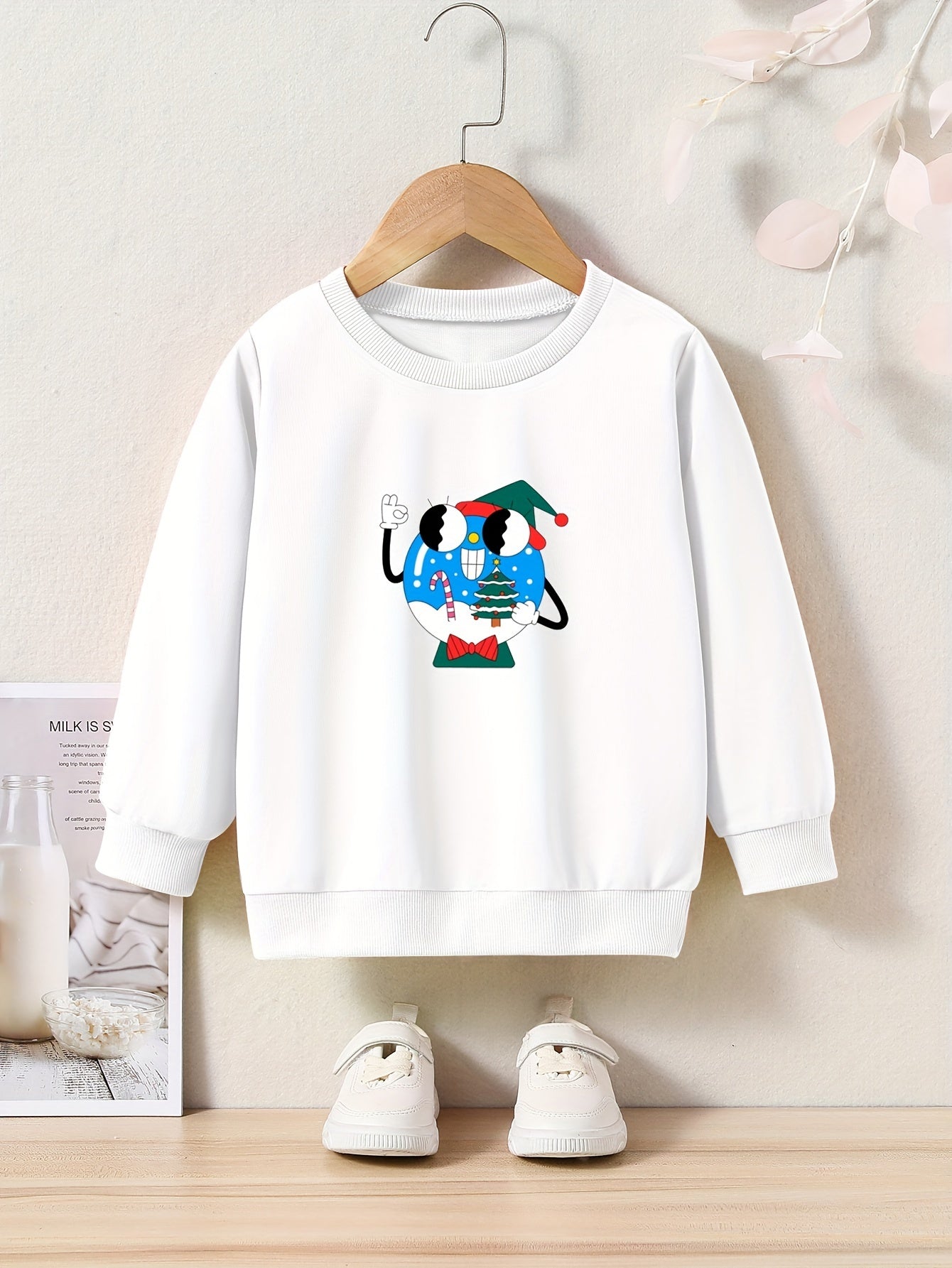 Cartoon Graphic Crew Neck Long Sleeve Sweatshirt for Kids