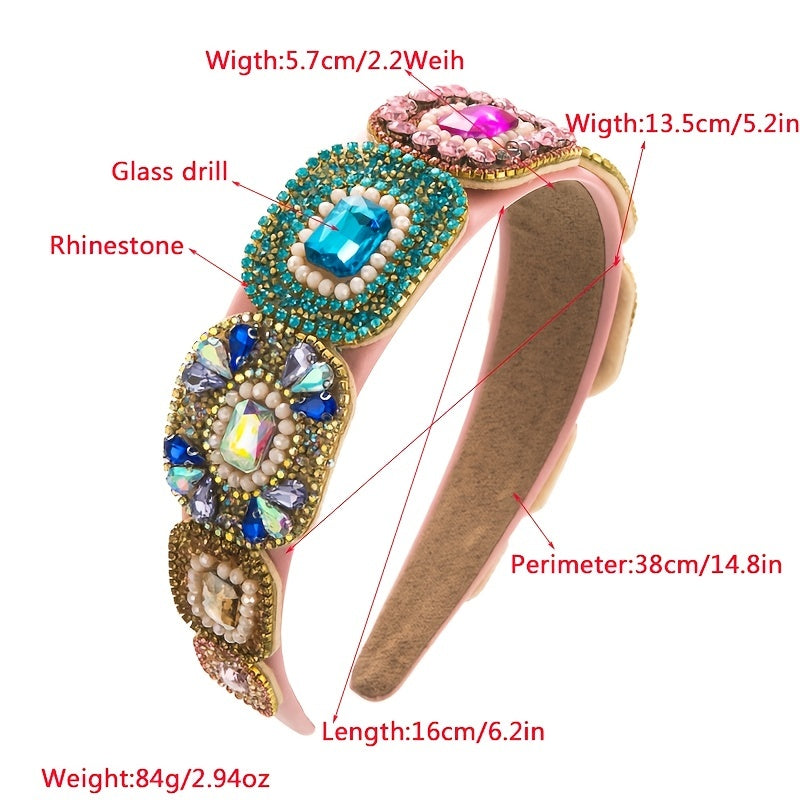 Colorful Crystal Flower Headband Baroque Rhinestone Hair Band