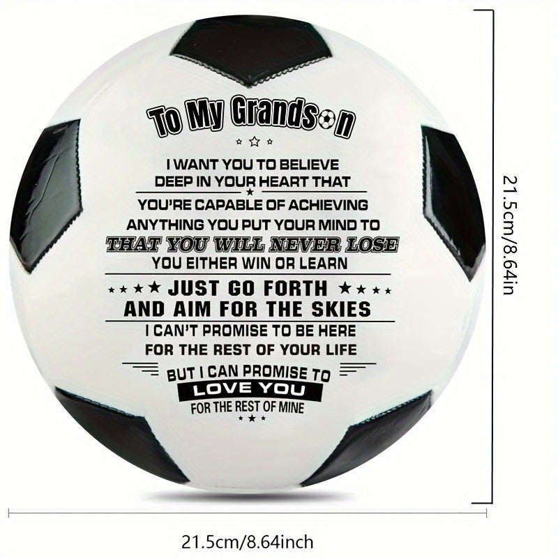 1pc PU Leather Soccer Ball To My Grandson With Pump
