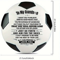 1pc PU Leather Soccer Ball To My Grandson With Pump