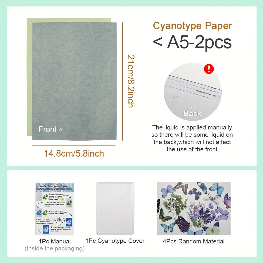 Cyanotype Material Package Set with Sun Paper Tools 14x21 cm