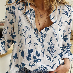  Floral Print Long Sleeve Button Up Shirt Top