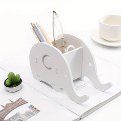 Elephant Shape Pen Holder With Phone Stand Makeup Brush Stationery Storage Rack