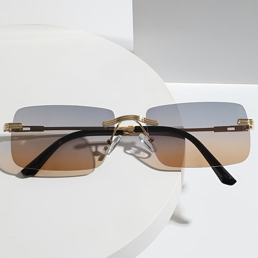 Vintage Rimless Rectangle Frameless Candy Glasses Women Unisex Sunglasses