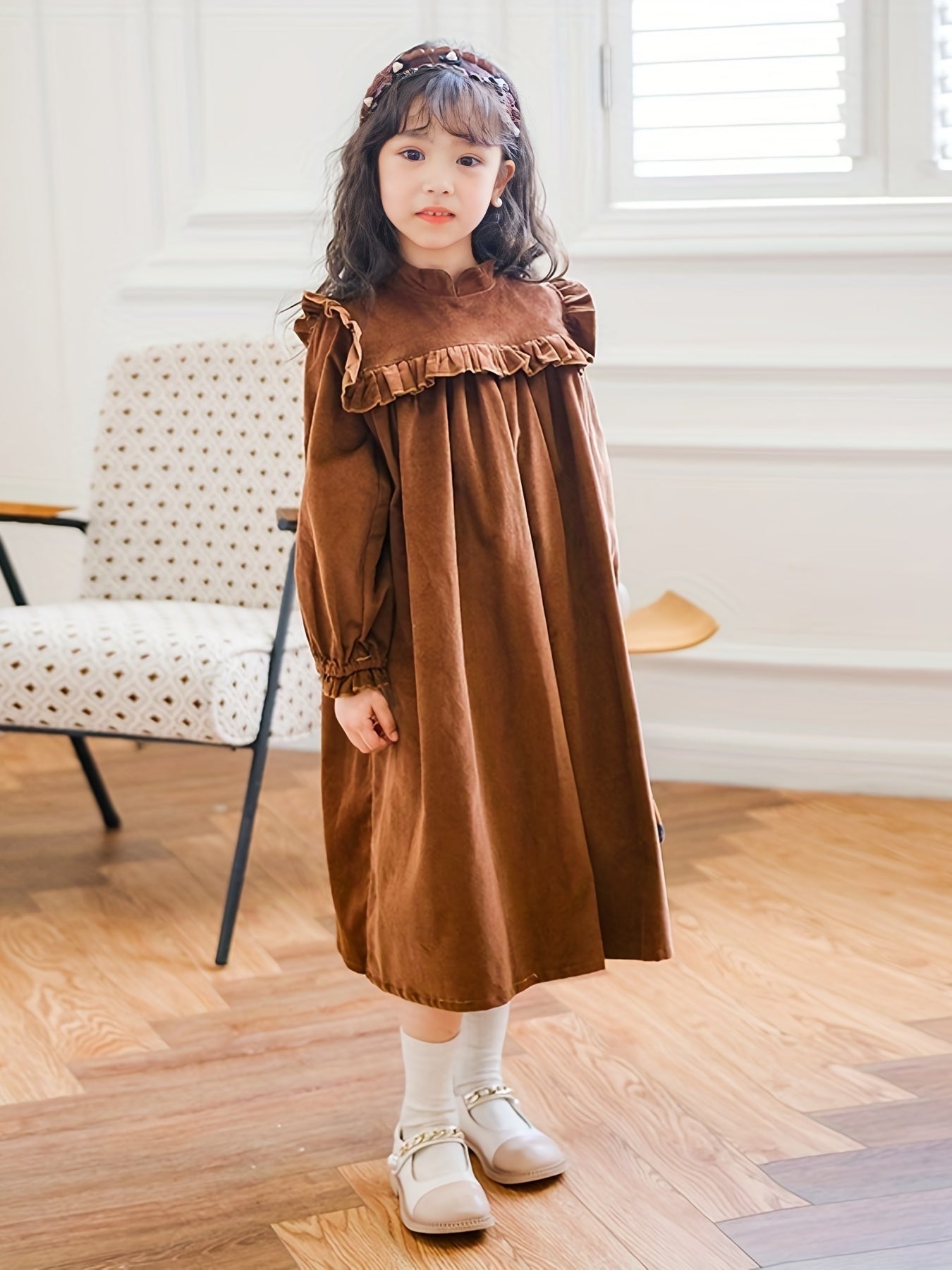 Girl's Stylish Cotton Long Sleeve Princess Dress