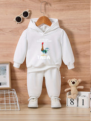 Funny Rooster Print Kids Outfit Toddler Baby Trousers Long Sleeve Sweatshirt Set