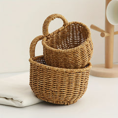 Wall Mounted Hanging Basket Imitating Rattan Weaving Flower Basket