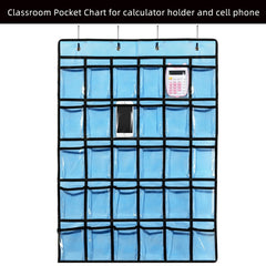 Classroom Cellphone & Calculator Organizer with Hanging Hooks & Number Stickers