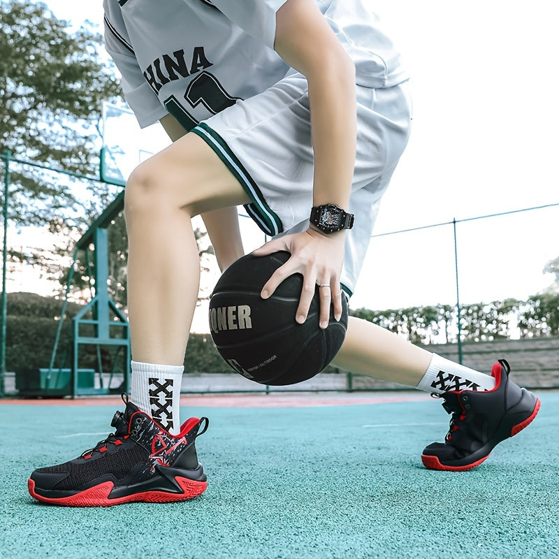 Men's Rotating Buckle Basketball Shoes Non Slip Sneakers