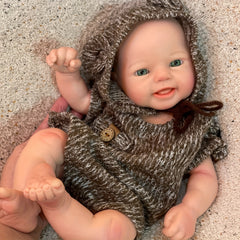16" Lifelike Reborn Baby Boy Doll Platinum Silicone Light Beige Veins Open Eyes