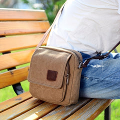 Vintage Square Shoulder Bag Zipper Crossbody Bag Lightweight Canvas Bag