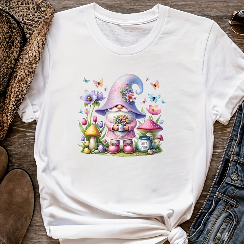 Whimsical Gnome and Floral PVC Heat Transfer Stickers for DIY