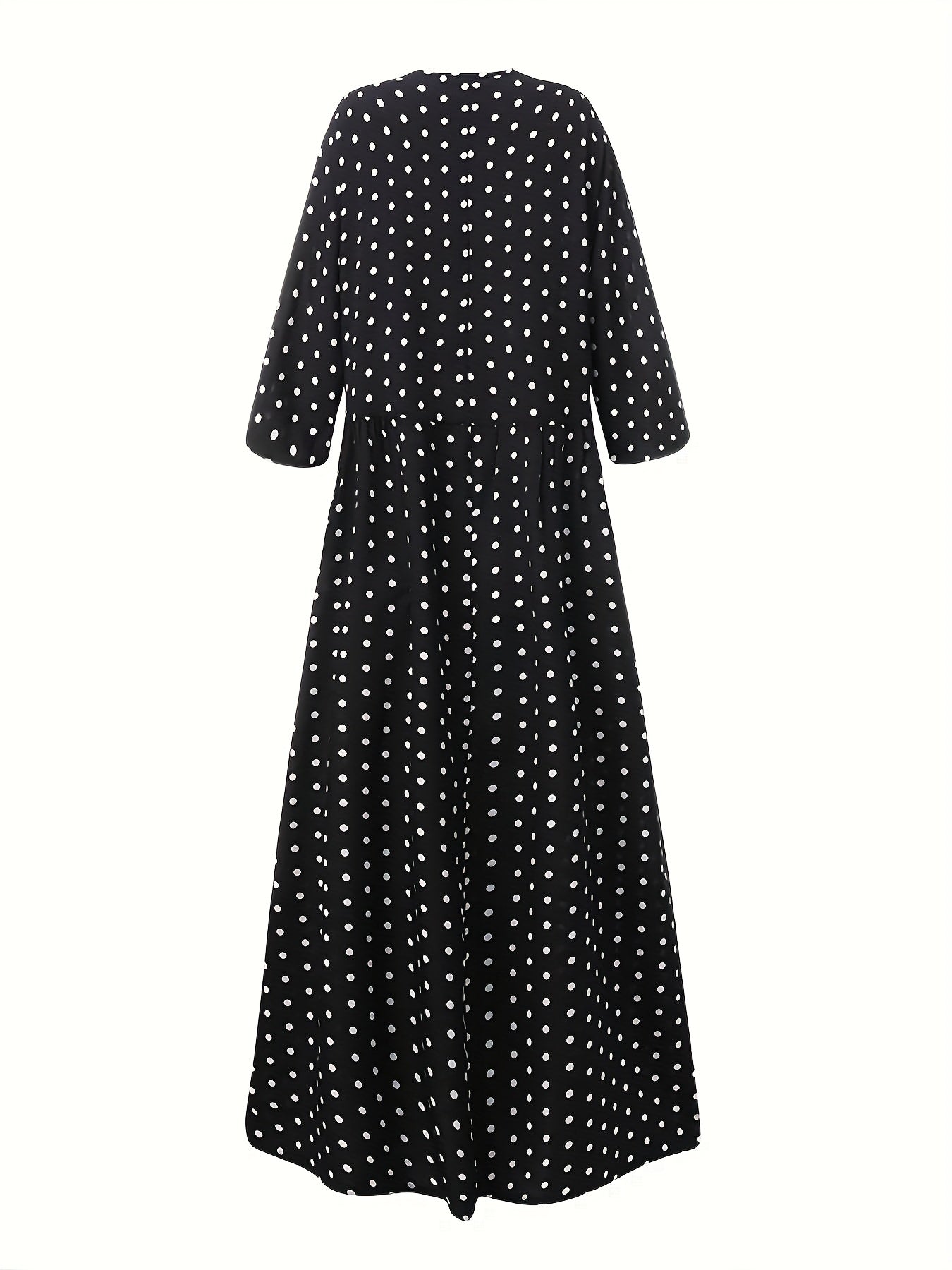  Polka Dot Print Half Sleeve Maxi Dress
