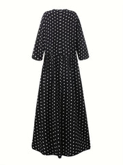  Polka Dot Print Half Sleeve Maxi Dress
