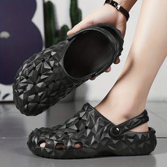 Men's Solid Geometric Slip On Clogs