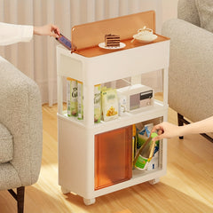 3 Tier Slim Storage Rolling Cart With Wheels Snack Storage Cabinet Utility Cart