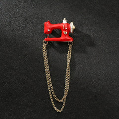 Sewing Machine Tassel Brooch Men's Chain Suit Personality Accessories