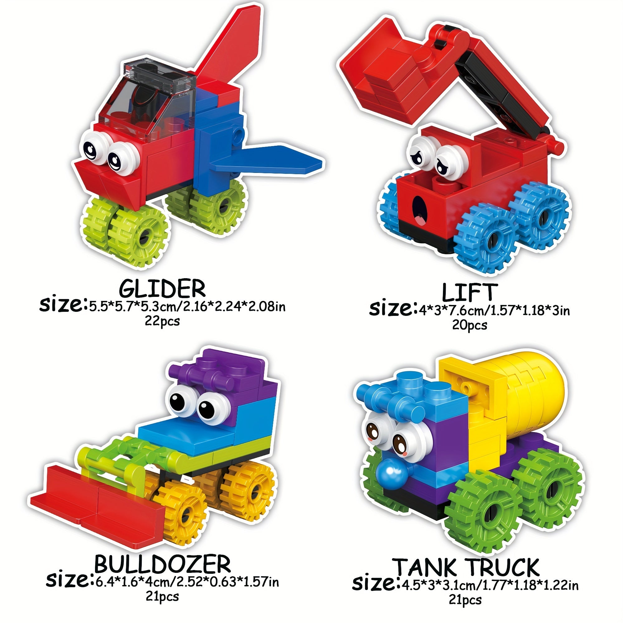 12 Pack Cartoon Vehicle Blocks Set 228pcs - Perfect Gift for Christmas