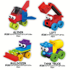 12 Pack Cartoon Vehicle Blocks Set 228pcs - Perfect Gift for Christmas
