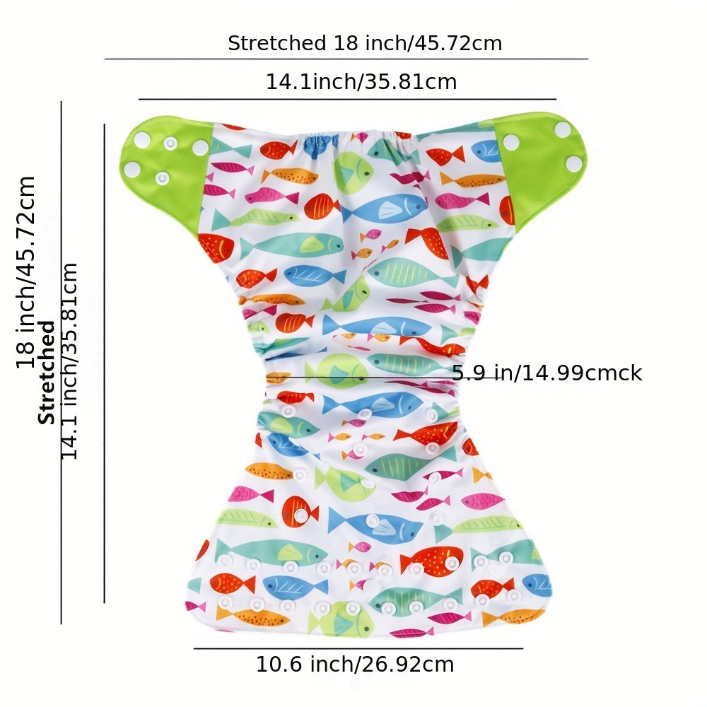 4pcs Washable Cloth Diapers For Boys Girls Adjustable Nappy with Inserts