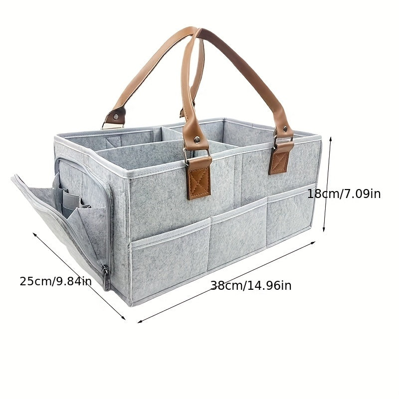 Portable Gray Felt Storage Bag with Multiple Compartments
