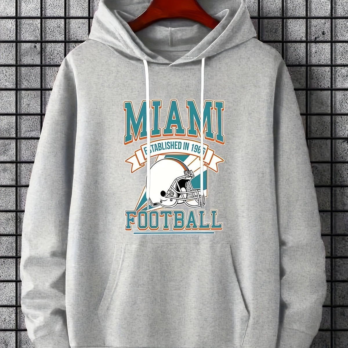 Miami Helmet Print Hoodies for Men Graphic Hoodie with Kangaroo Pocket
