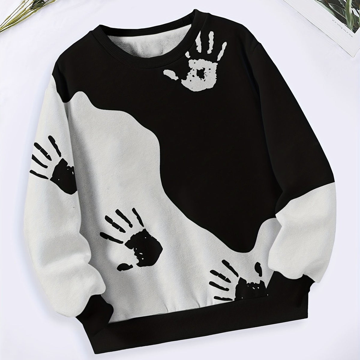 Yinyang Palm Sweatshirt Crew Neck Long Sleeve for Sports
