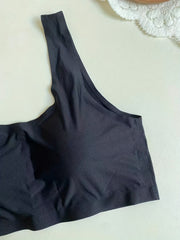  Sports Bra Solid Breathable Padded Round Neck Fitness Bra
