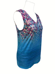  Floral Print V Neck Tank Top Medium Stretch