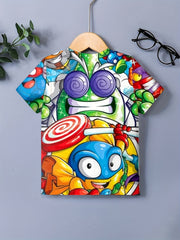 Boys' 3D Cartoon Graphic Tee - Summer Outdoor Wear