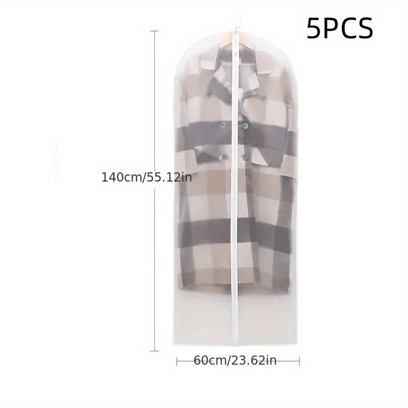 5 PCS Pack Hanging Garment Bags Suit Bag Dress Bag Dust Cover Clear Storage Bags