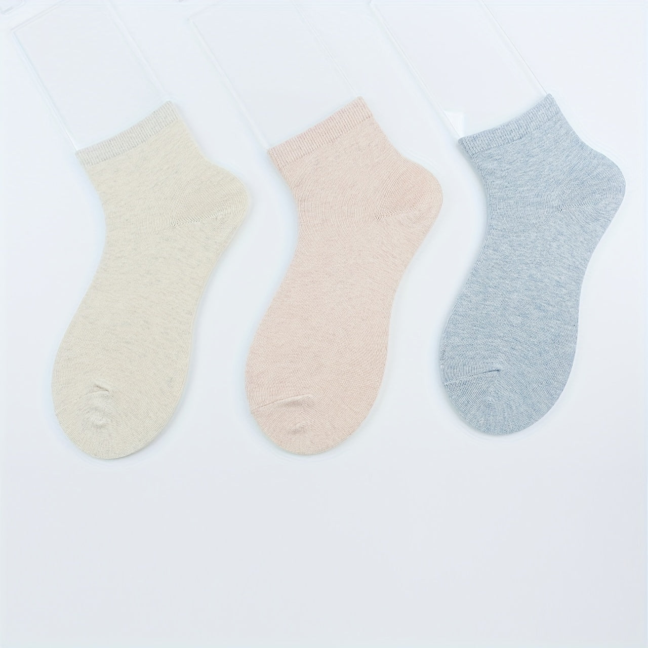 3 Pairs Solid Short Socks Women's Crew Stockings Hosiery