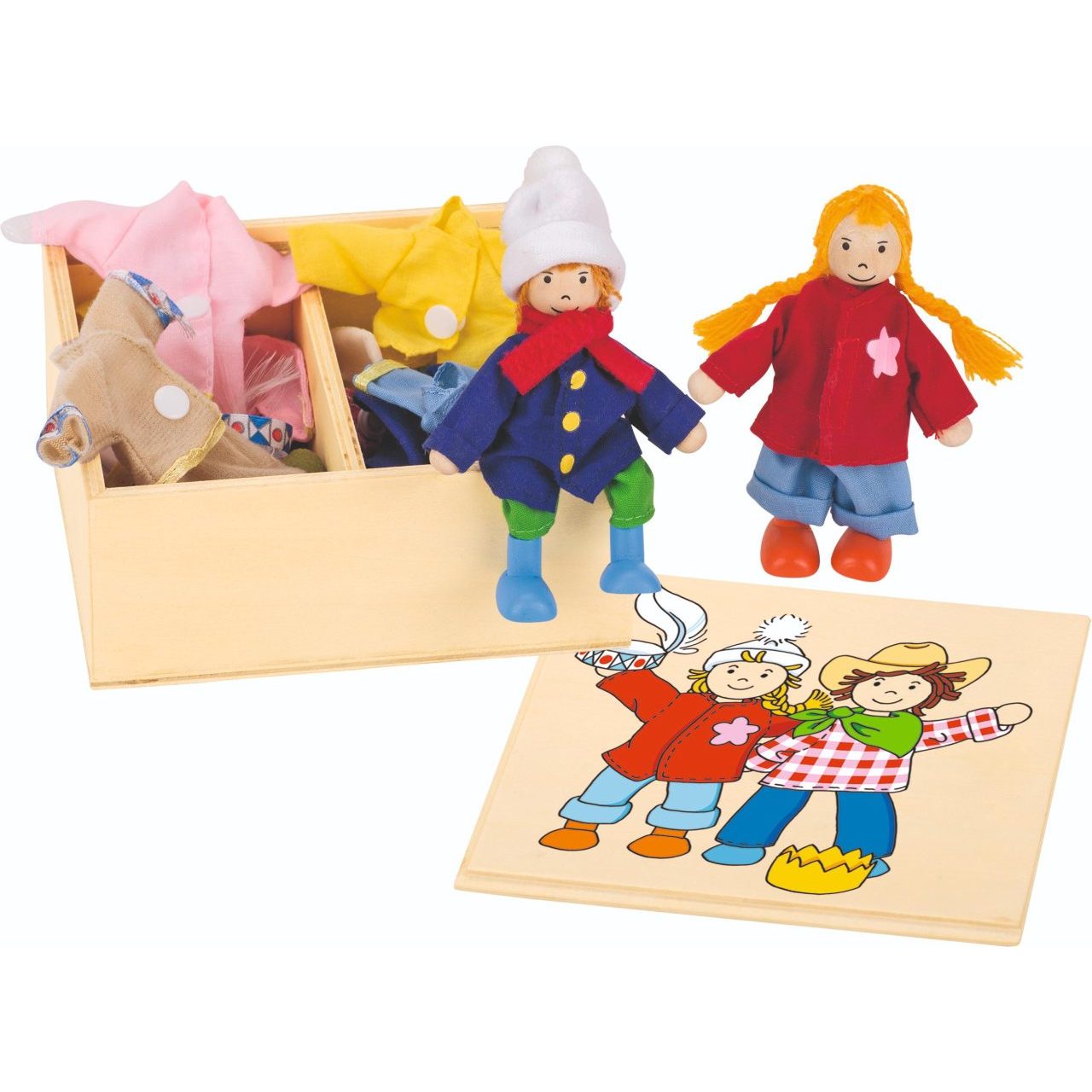 Birte & Ben Clothes Box with 2 Puppets & 8 Outfits