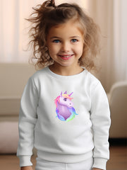 Girls Unicorn Pattern Sweatshirt for Spring Fall
