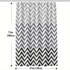 Wavy Plastic Shower Curtain with 12 Hooks - Waterproof and Mildew Proof