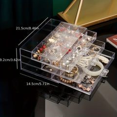 Earring Jewelry Storage Box Drawer Organizer Lattice Transparent Box