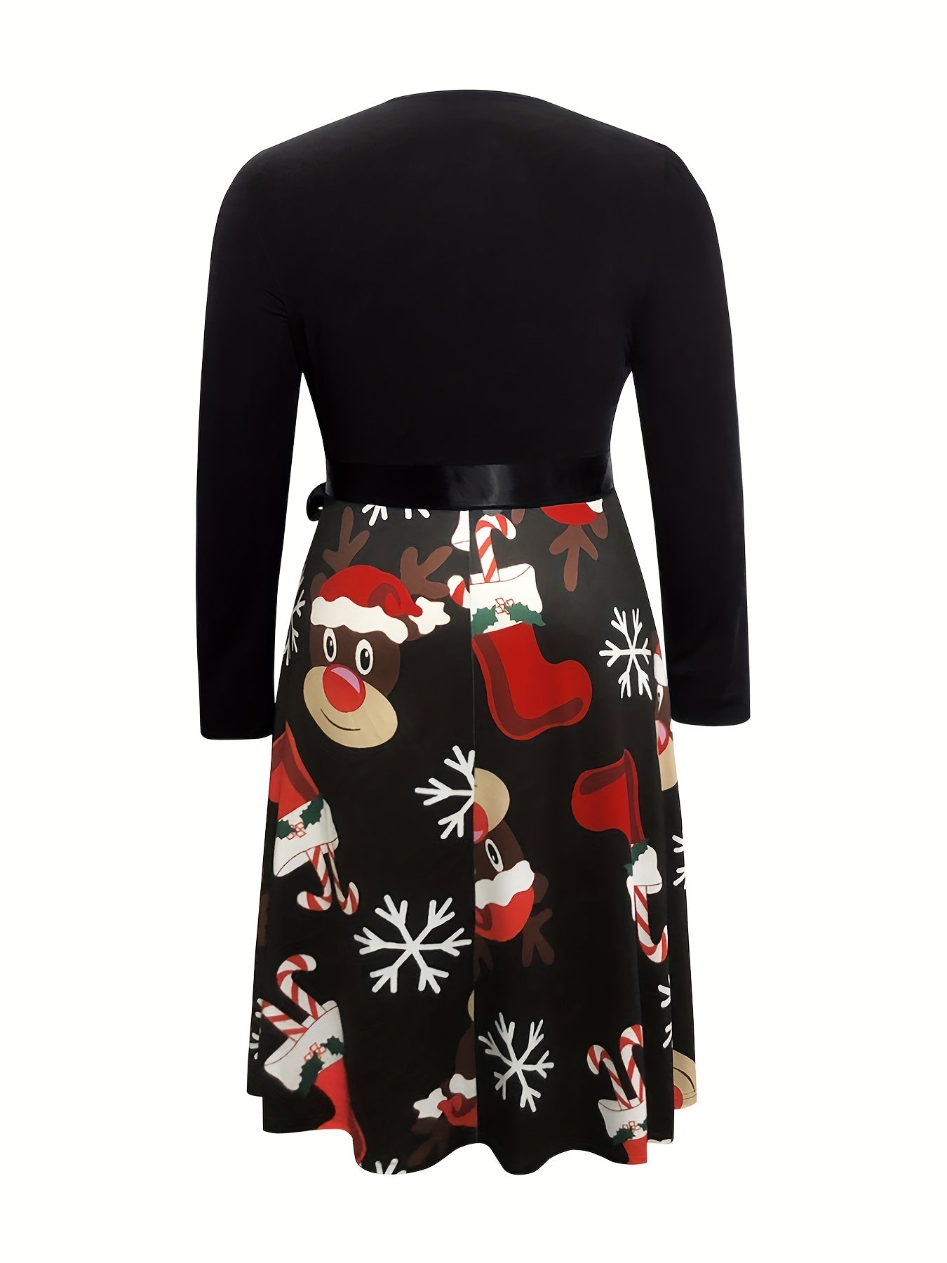  Christmas Casual Dress Women's Plus Colorblock Graphic Print