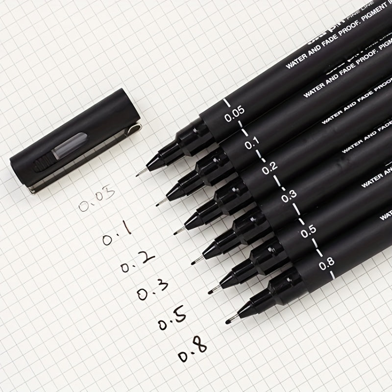 6 Tip Sizes Drawing Pens Fine Single Needle Technology Ink