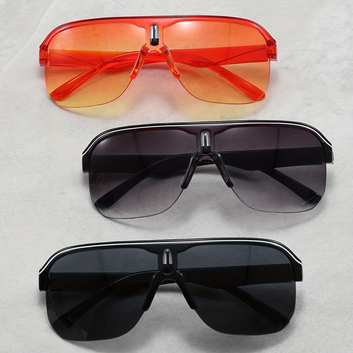 3pcs Men's Aviator Sunglasses Classic Half Frame