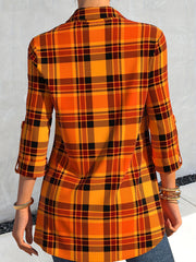  Plaid Roll Up Sleeve Button Up Shirt